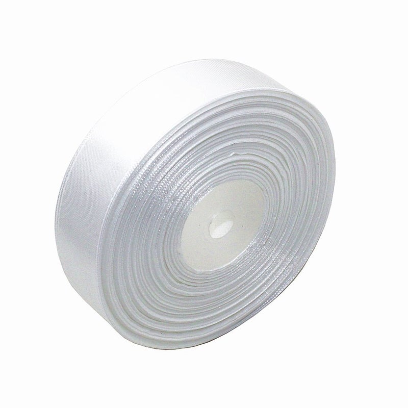 SWTOOL 1" Solid Satin Ribbon 50 Yards Roll for Wedding Details, Sewing Projects, Gift Wrapping, Invitation Embellishments and Crafting Projects Etc (White) - Image 1